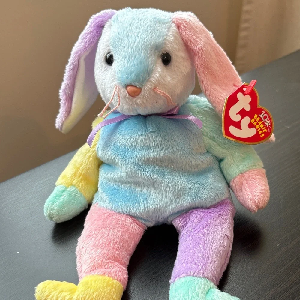 Ty Beanie Babies DIPPY Pastel Rainbow Bunny Plush